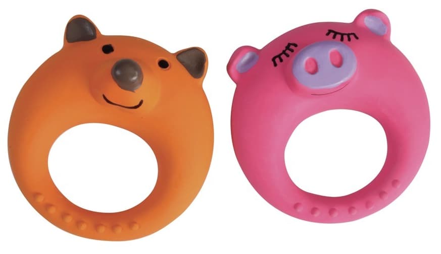 Camon Latex toy with squeaker Fox and Pig ring